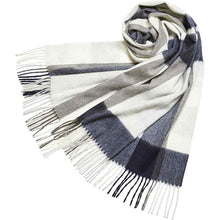 画像をギャラリービューアに読み込む, カシミヤ大判ストール チェック柄　チェックネイビー
