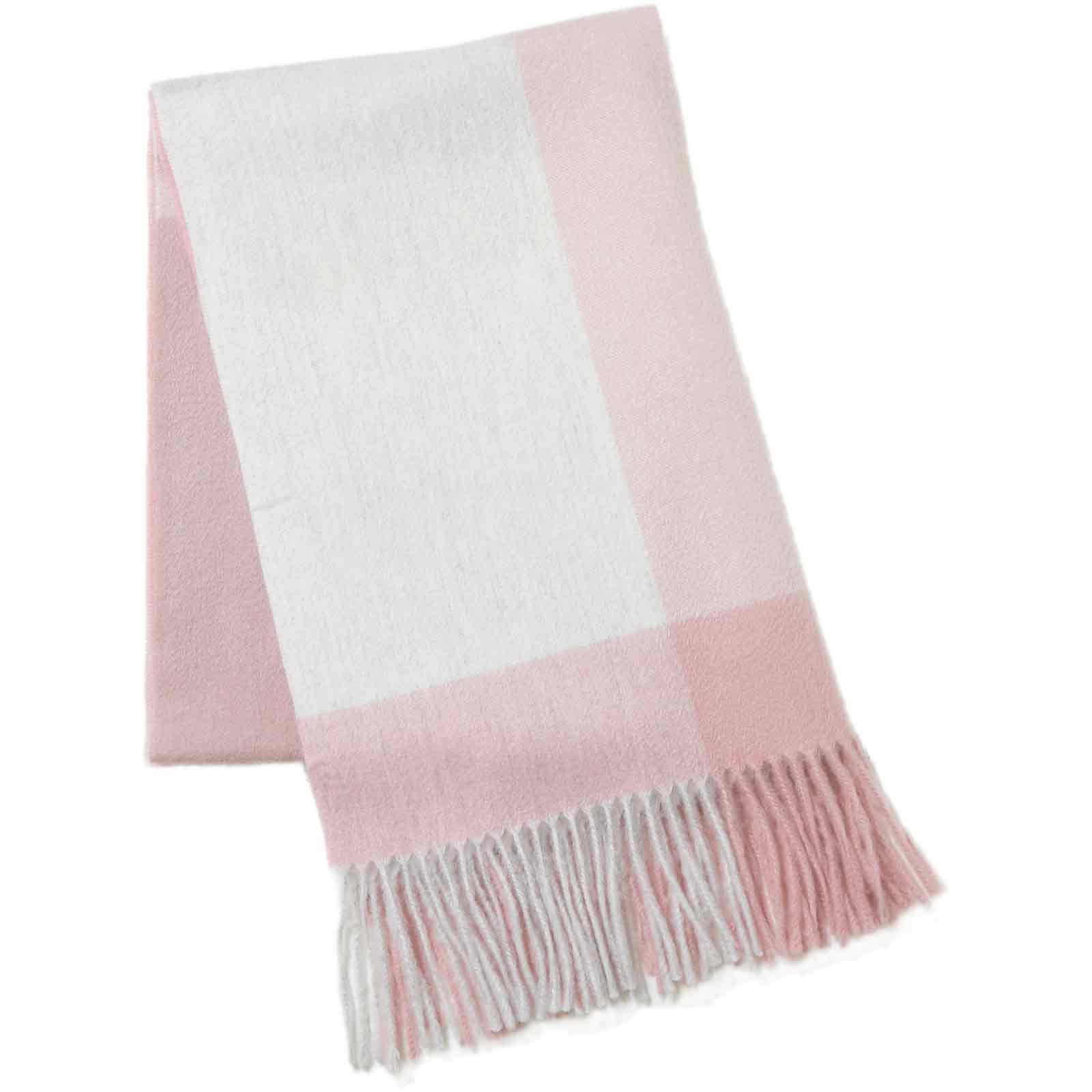 カシミヤ大判ストール チェック柄 ブロックチェックピンク – INTERMODE