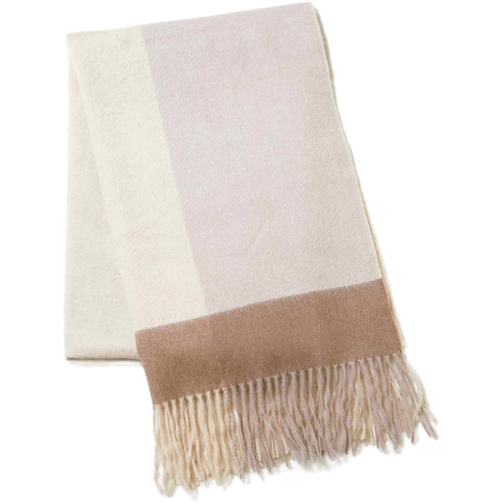 カシミヤ大判ストール チェック柄 ブロックベージュ – INTERMODE KAWABE