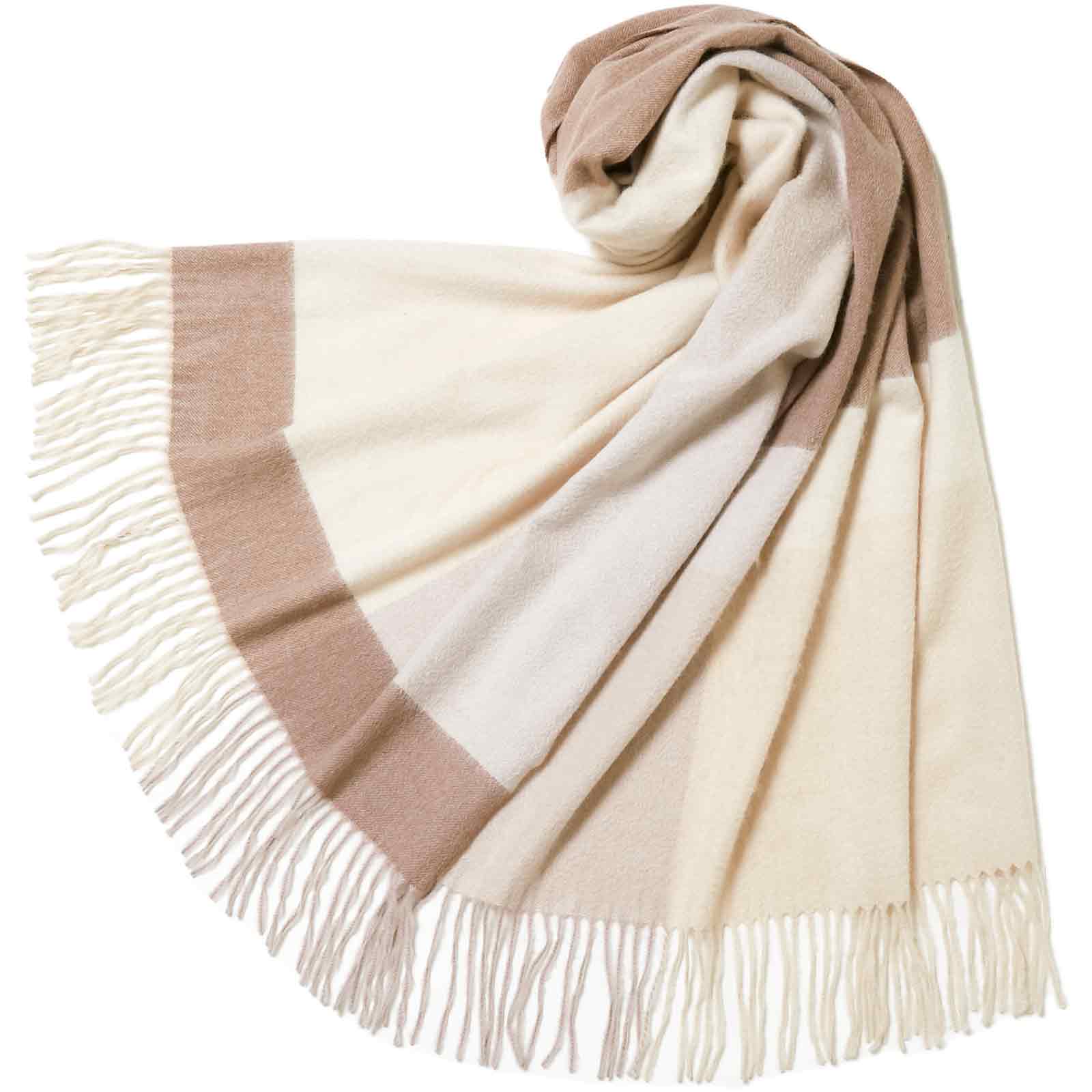 カシミヤ大判ストール チェック柄 ブロックベージュ – INTERMODE KAWABE