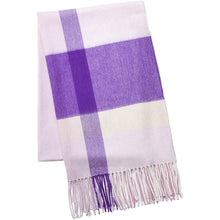 画像をギャラリービューアに読み込む, カシミヤ大判ストール チェック柄　ライトパープル
