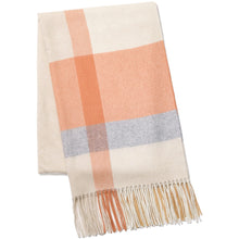 画像をギャラリービューアに読み込む, カシミヤ大判ストール チェック柄　ライトオレンジ
