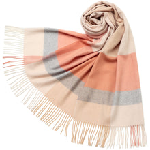 画像をギャラリービューアに読み込む, カシミヤ大判ストール チェック柄　ライトオレンジ
