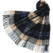 画像をギャラリービューアに読み込む, 【NEW】カシミヤ大判ストール チェック柄　ネイビーブラウン
