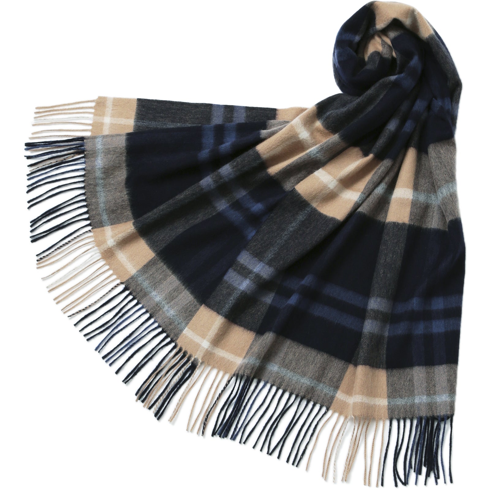 NEW】カシミヤ大判ストール チェック柄 ネイビーブラウン – INTERMODE