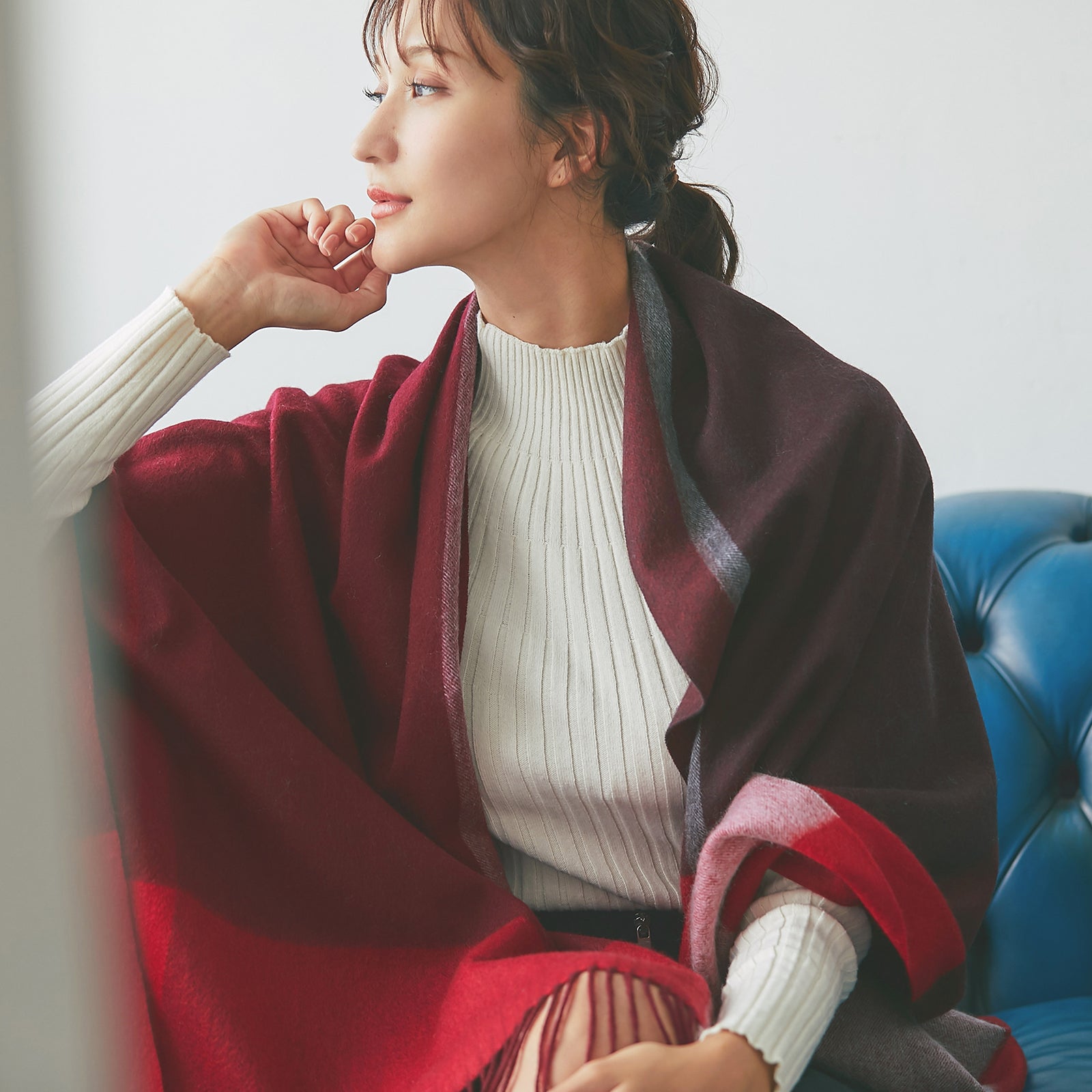 NEW】カシミヤ大判ストール チェック柄 ボルドー – INTERMODE KAWABE