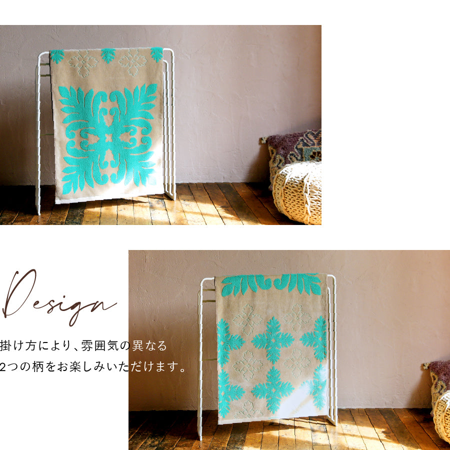 バスタオル ハワイアンキルト柄 リノシリーズ　マウマウベージュ