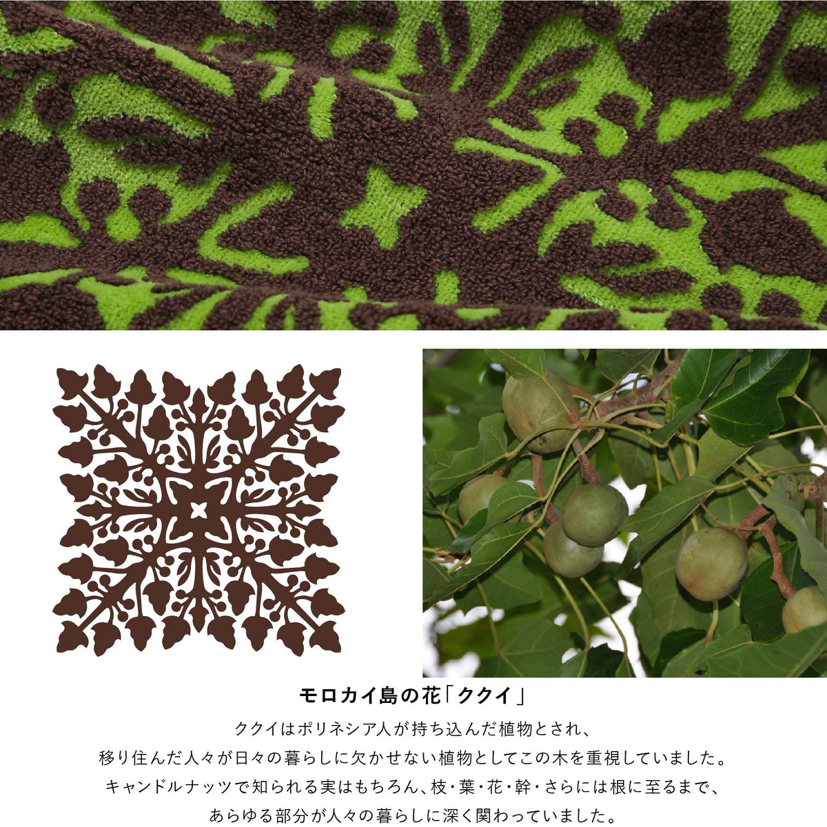ハンドタオル 五つの島シリーズ　ククイピスタチオ