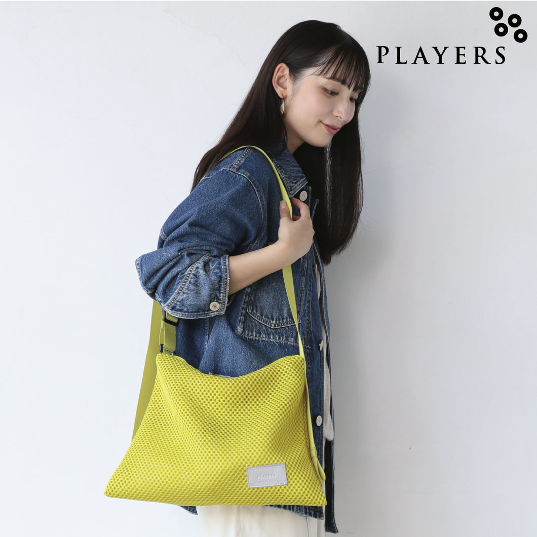 【NEW】メッシュ カラーステッチショルダーM 　イエロー