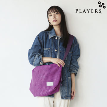 メッシュ カラーステッチショルダーL  　パープル