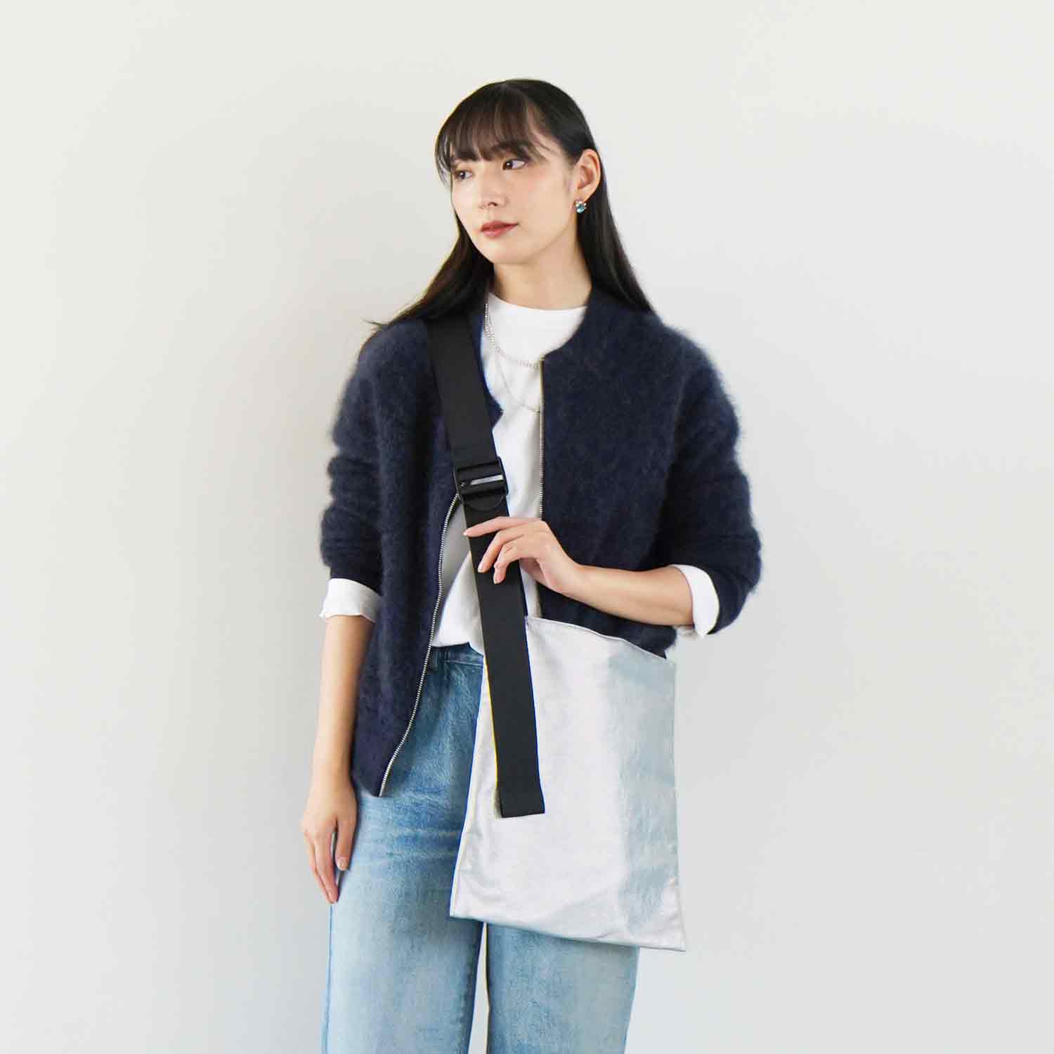 フェイクレザーショルダー 　シルバー
