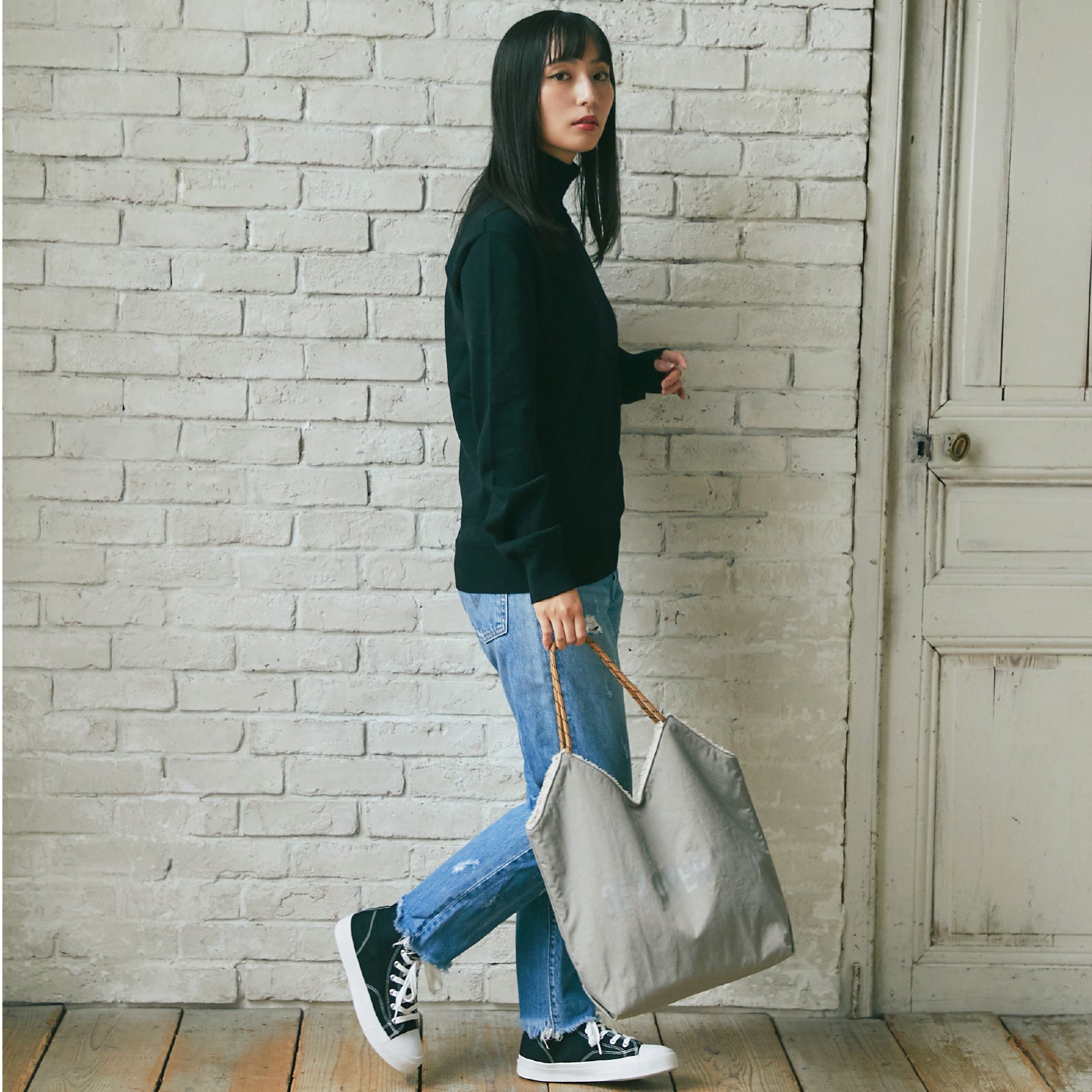 ボアリバーシブルトート #912a　グレージュ