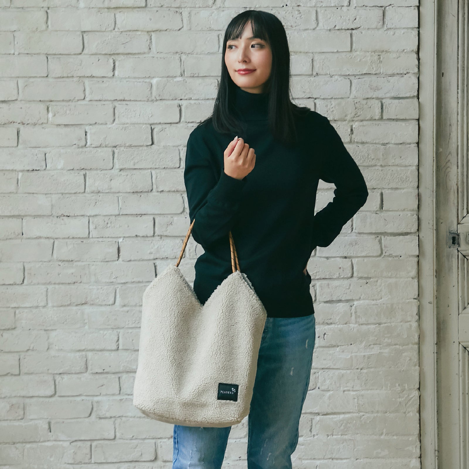 ボアリバーシブルトート #912a　グレージュ