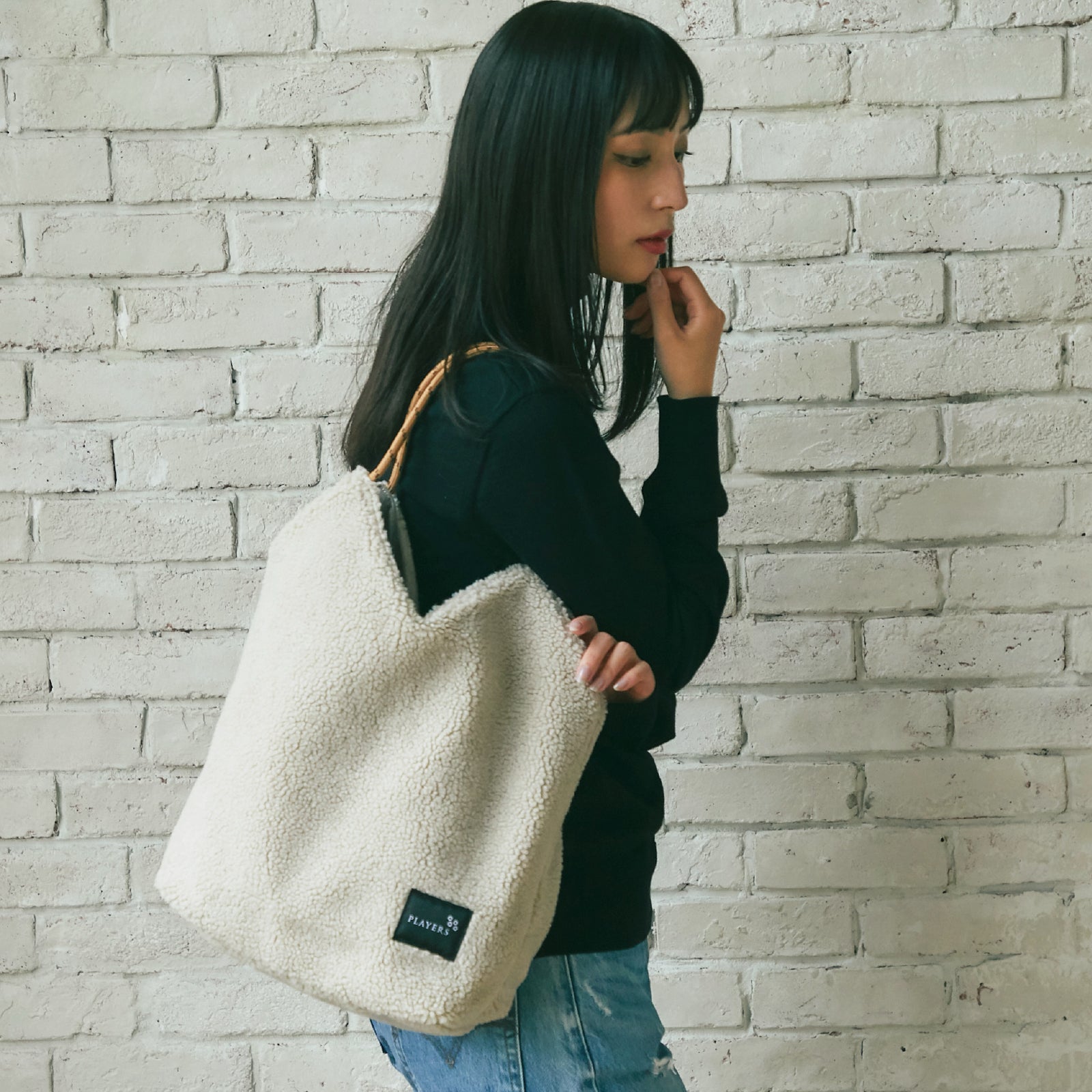 ボアリバーシブルトート #912a　グレージュ