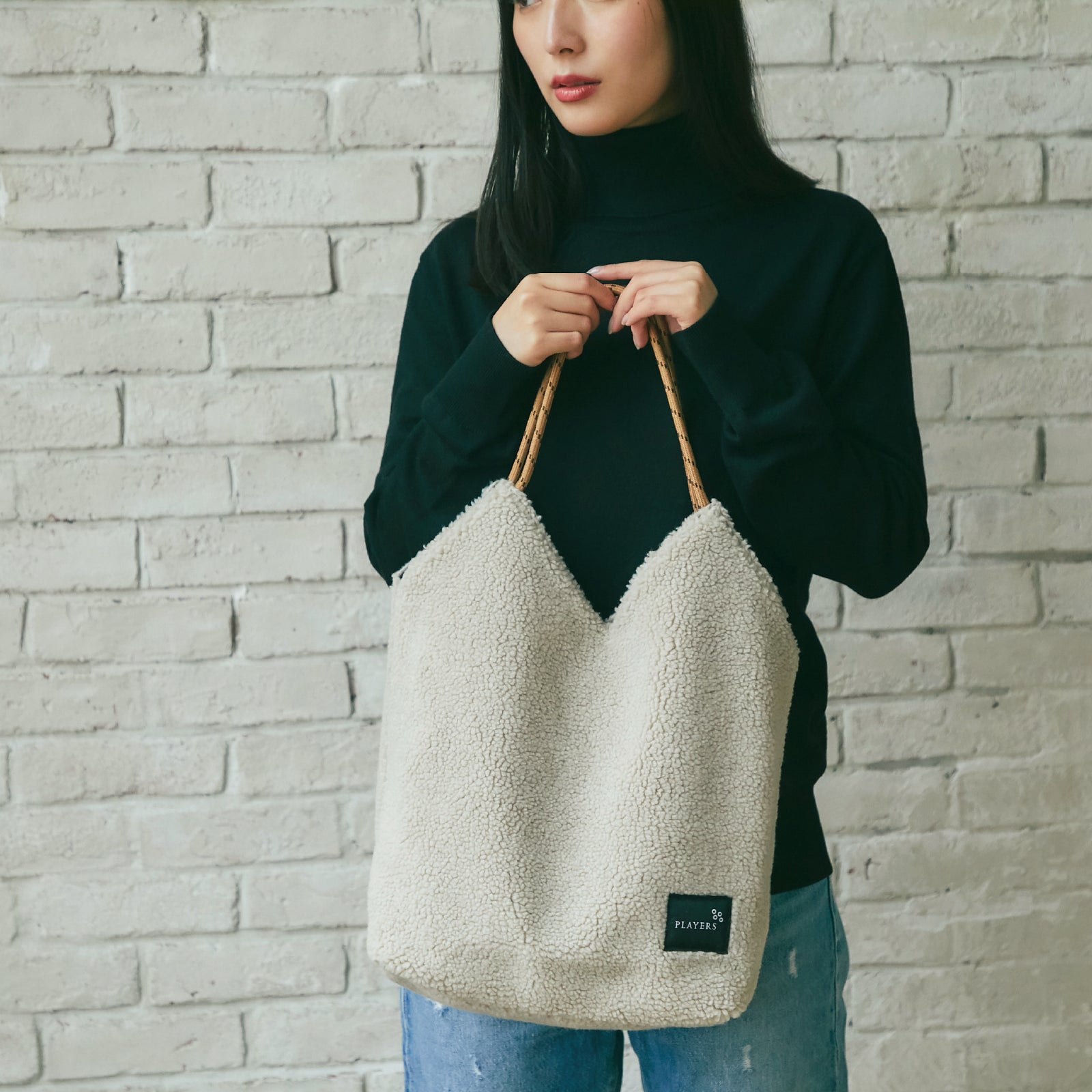 ボアリバーシブルトート #912a　グレージュ