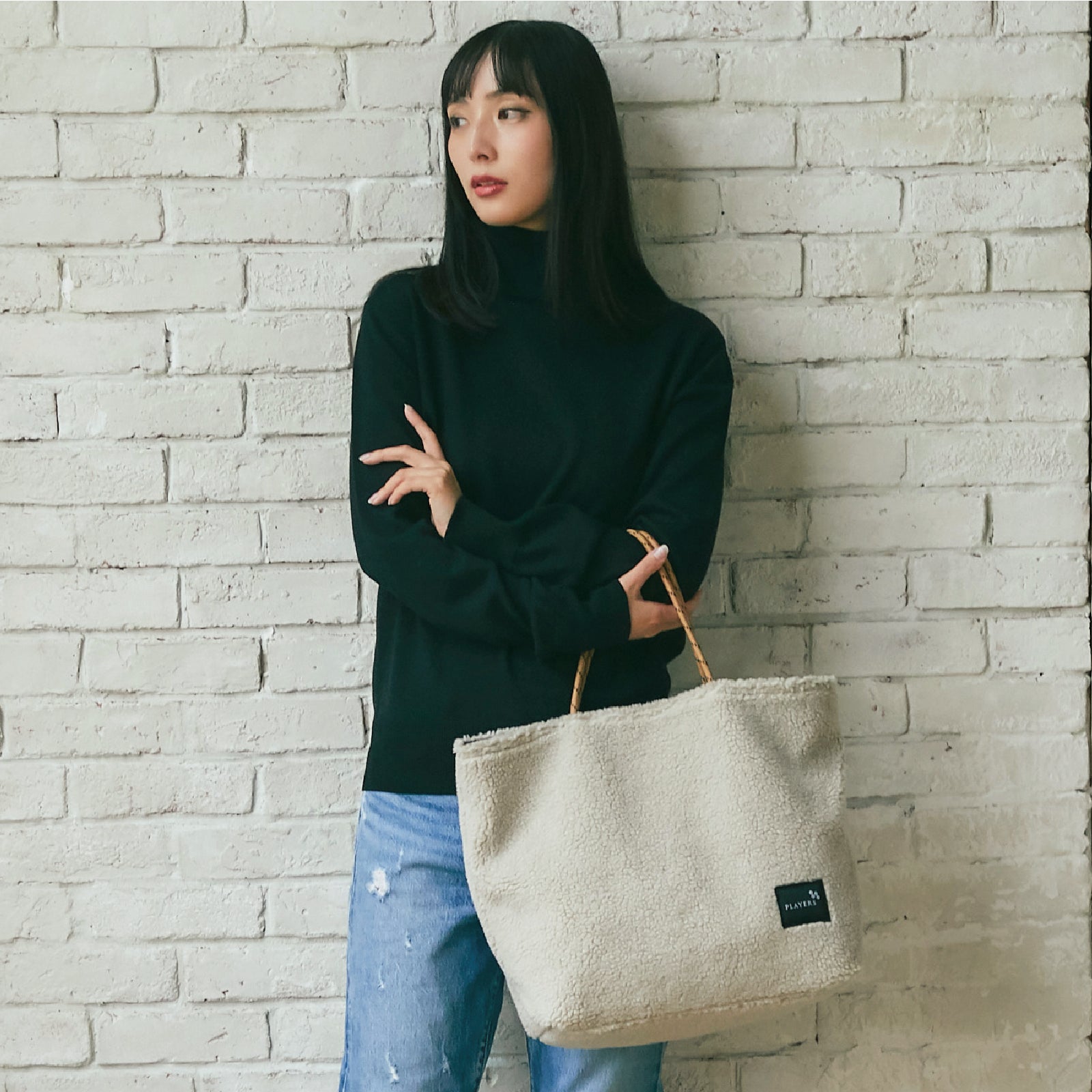 ボアリバーシブルトート Ｍ #912a　グレージュ