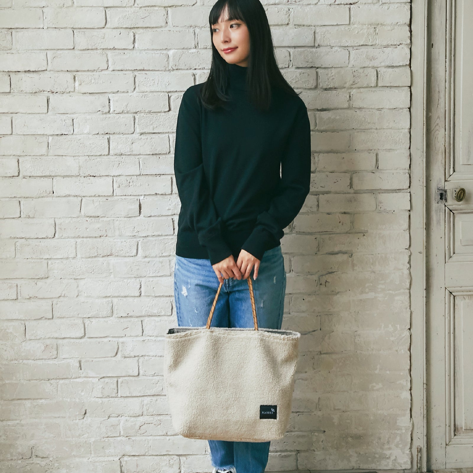 ボアリバーシブルトート Ｍ #912a　グレージュ