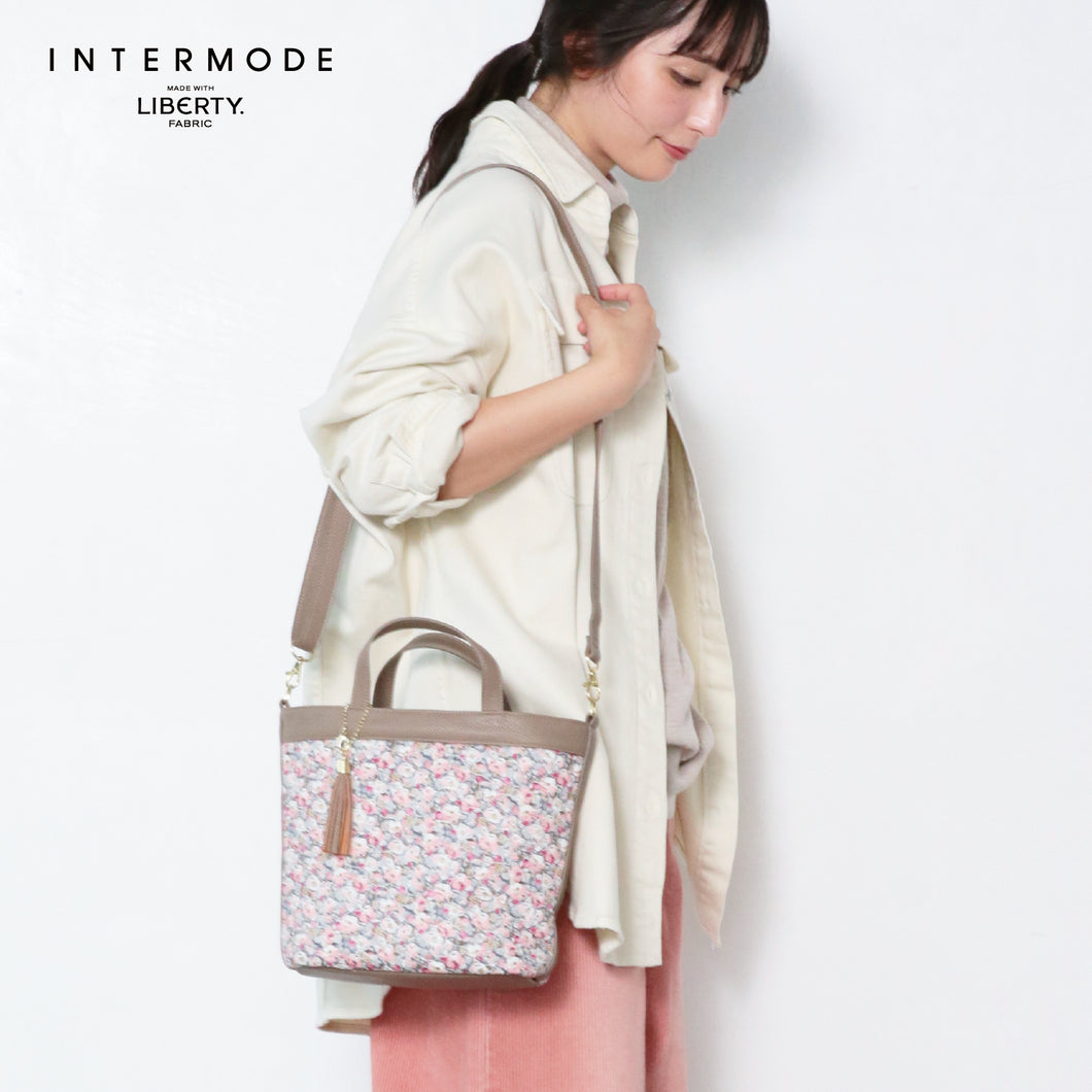【NEW】リバティプリント 2WAY キルティングショルダーバッグ #187d Leila（レイラ）　ベリー