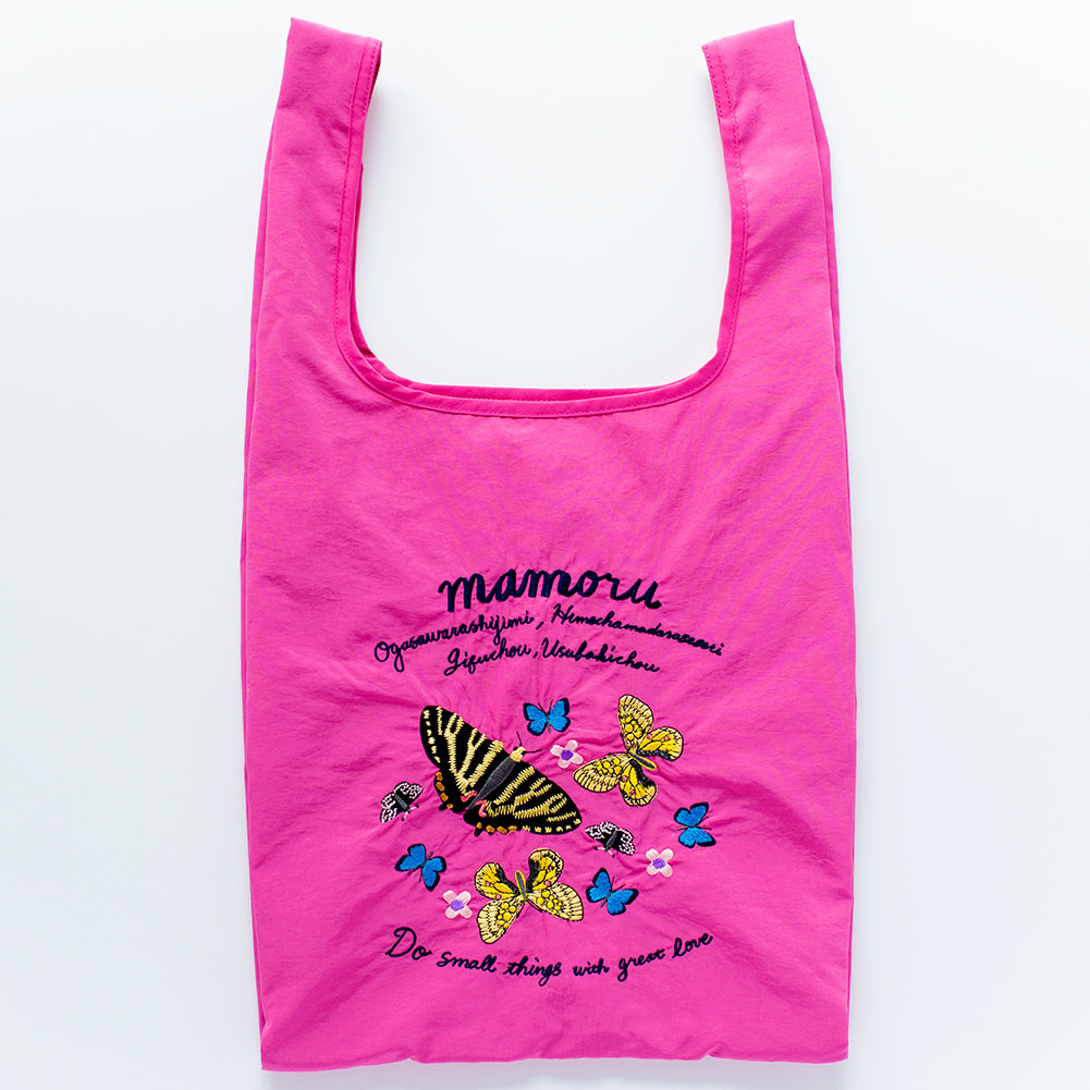 刺繍バッグ（ヒメチャマダラセセリ・オガサワラシジミ・ギフチョウ・ウスバキチョウ)　ピンク