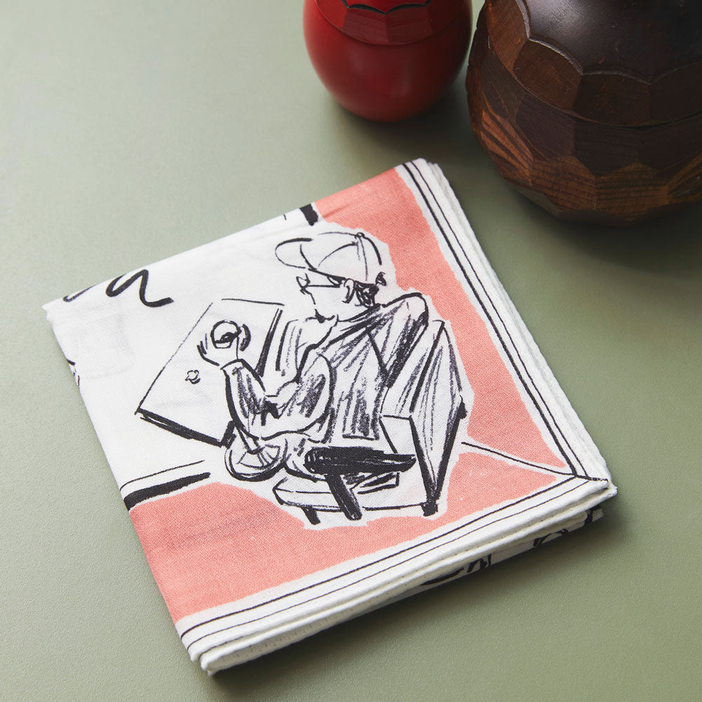 プリントハンカチ（六曜社） ピンク – INTERMODE KAWABE